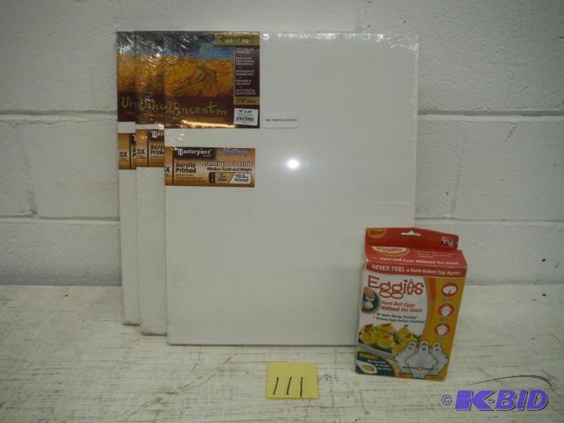 Lot of 3 Masterpiece Vincent Pro Canvas 16-Inch by 20-Inch, Monterey Cotton Acrylic Primed 3X and a box of Eggies