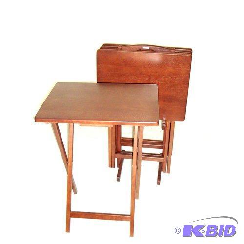 Mainstays 5pc Tray Table, Walnut
