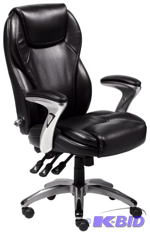 Serta 43676 Bonded Leather Executive Chair, Multi-Paddle, Black