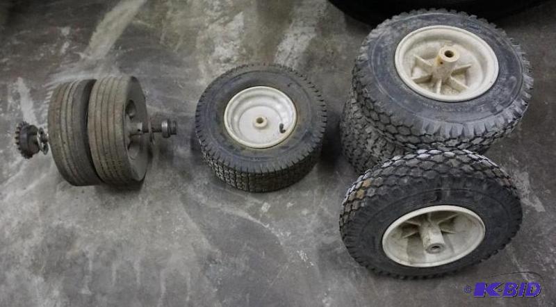 1 Lot of Lawn Mower Wheels and Axle In Good C...