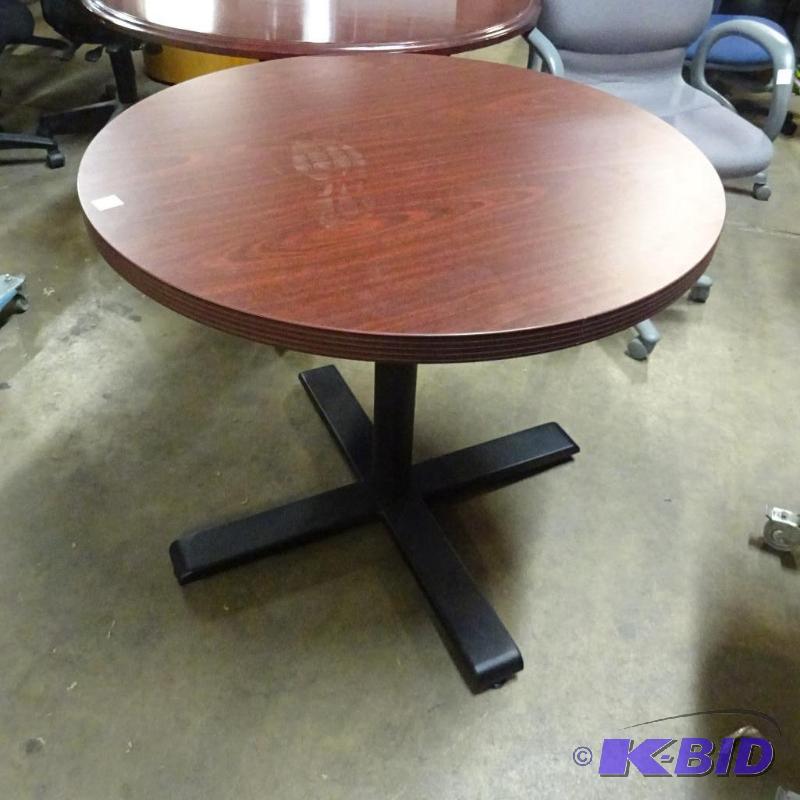 Laminate Top Round Table with Metal Base. 36&...