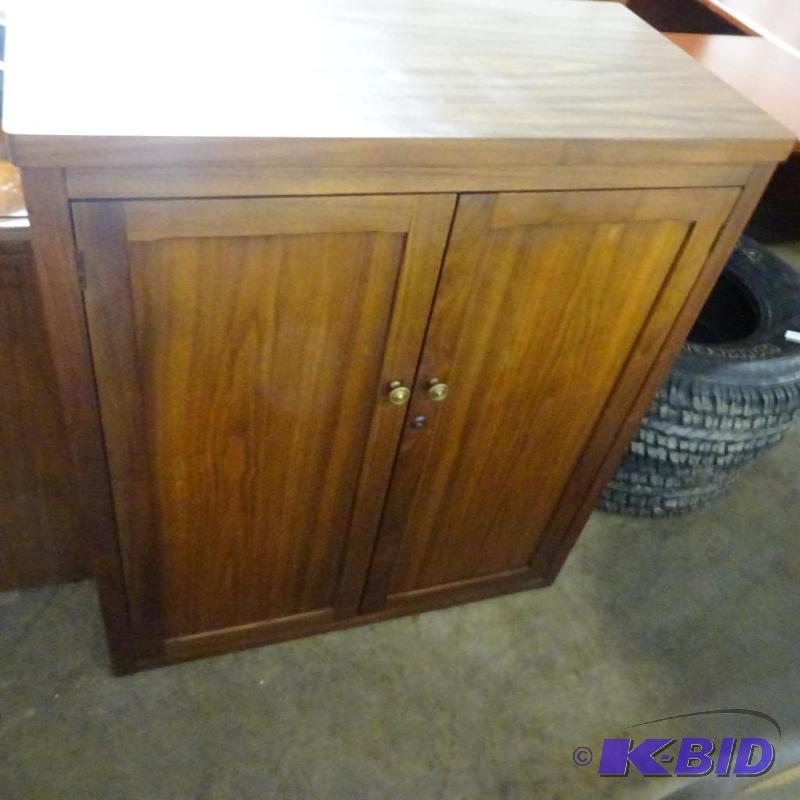 Wood 2 Door Cabinet with Lock and Key. 2 Shel...