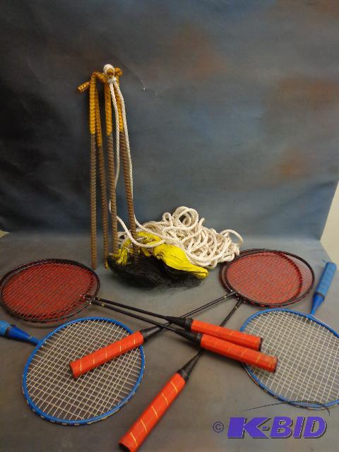 lot 101 image: Badminton Set   Rackets and net - birdies are...