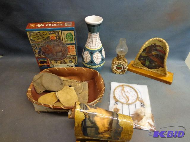 lot 102 image: Assorted Native American Items   lamp  puzzle...