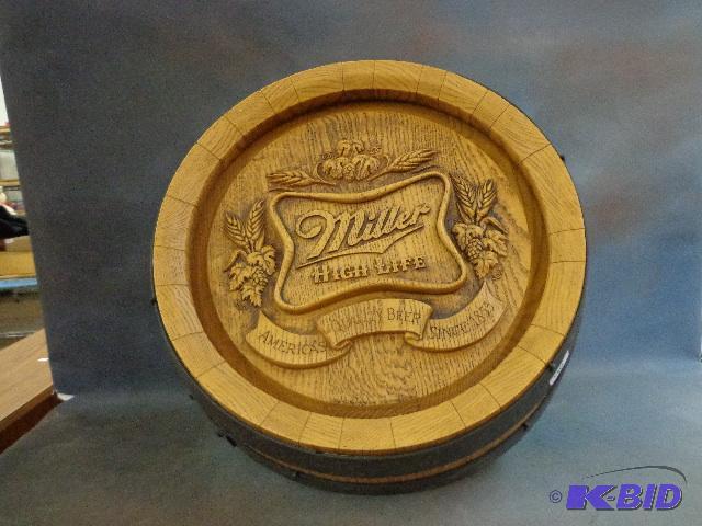 lot 11 image: Miller High Life 12 Barrel Wall Hanging   18...
