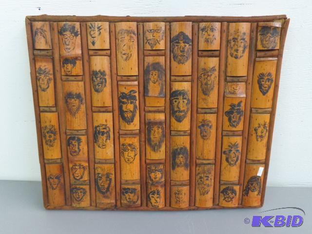 lot 122 image: Decorative Bamboo Wall Hanging   15 x 18  fac...