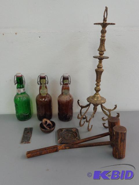 lot 125 image: Grolsch Lager Beer Bottles with tops, Tin Ash...