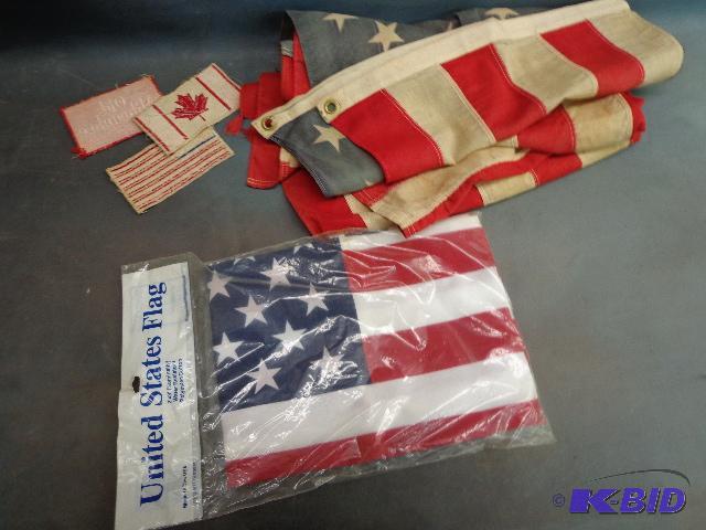 lot 13 image: American Flag (2), Old Milwaukee Patch, Canad...