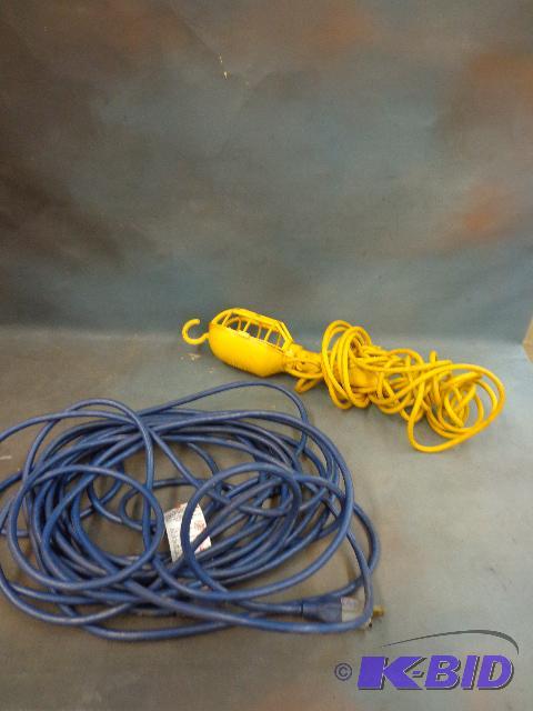 lot 133 image: 8 Foot Extension Cord and Hanging Shop Light...