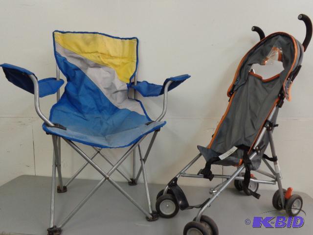 lot 172 image: Folding Camping Chair and Small Fold up Strol...