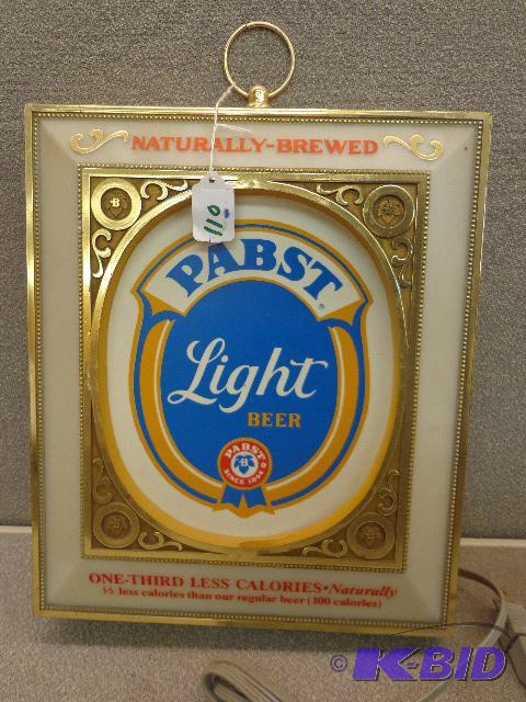 lot 178 image: Pabst Lighted Beer Sign   12 x 15  works ...
