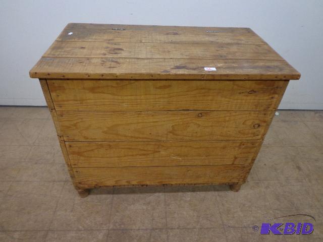 lot 182 image: Wooden Toy Box   30 x 17 x24  has toys inside...