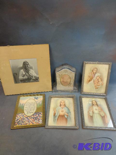 lot 187 image: Glass Picture Frame and Religious Picture   f...