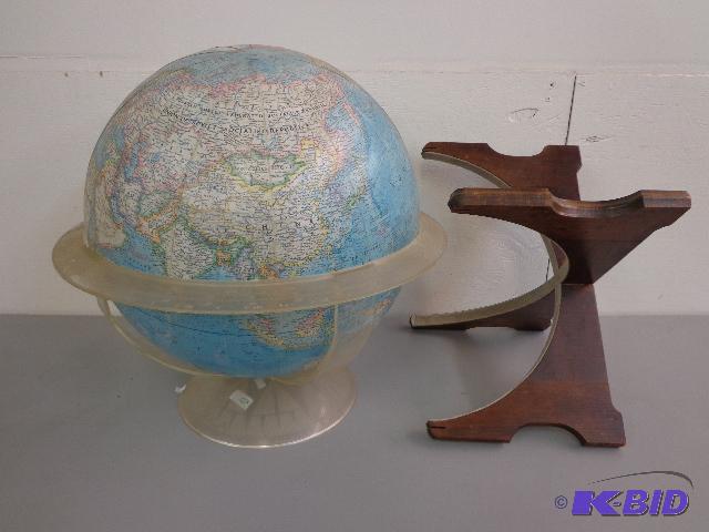 lot 52 image: National Geographic World Globe   wood base  ...