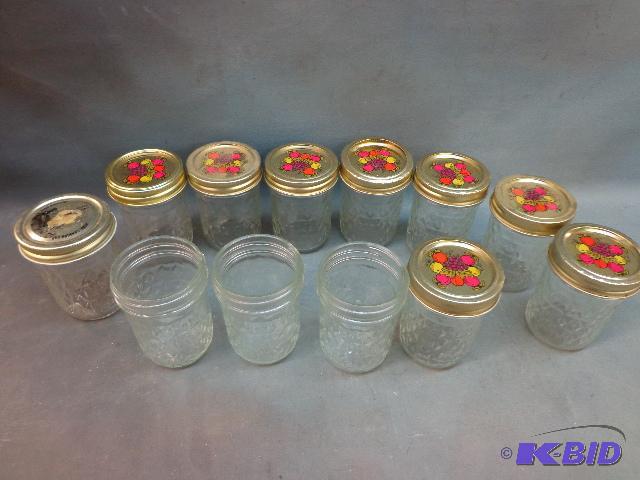 lot 60 image: 1 Dozen Quilted Crystal Ball Jelly Jars   8 o...