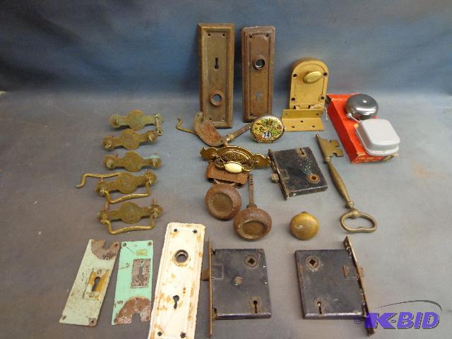 lot 81 image: Vintage Door Hardware   brass dead bolts  bra...