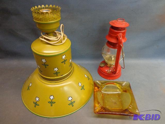 lot 92 image: V and O No. 76 Oil Lamp and 110 Volt Tin Lamp...