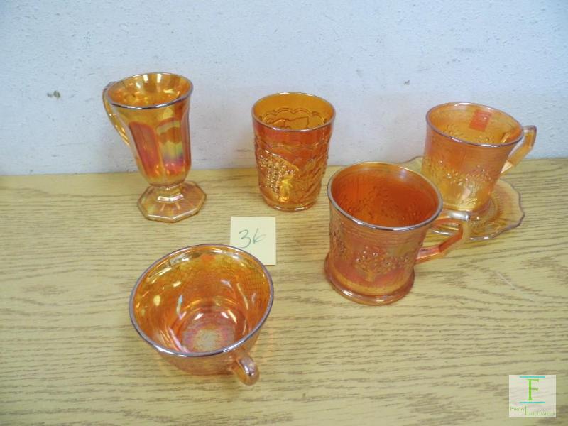 Carnival Glass Glasses, Mugs