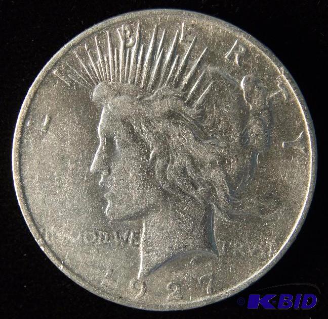 1927 D PEACE SILVER DOLLAR VF DETAILS