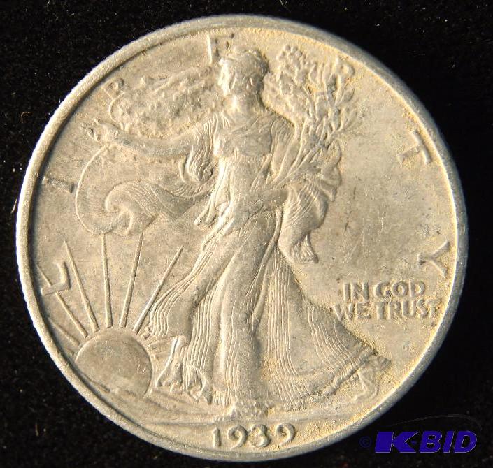 1939 WALKING LIBERTY SILVER HALF DOLLAR NICE VF