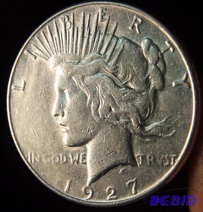 1927 S PEACE SILVER DOLLAR AU DETAILS