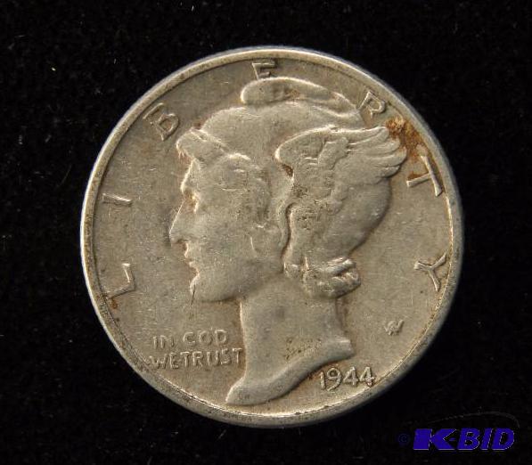 1944 MERCURY DIME VF
