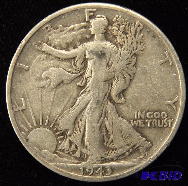 1943 D WALKING LIBERTY HALF DOLLAR FINE