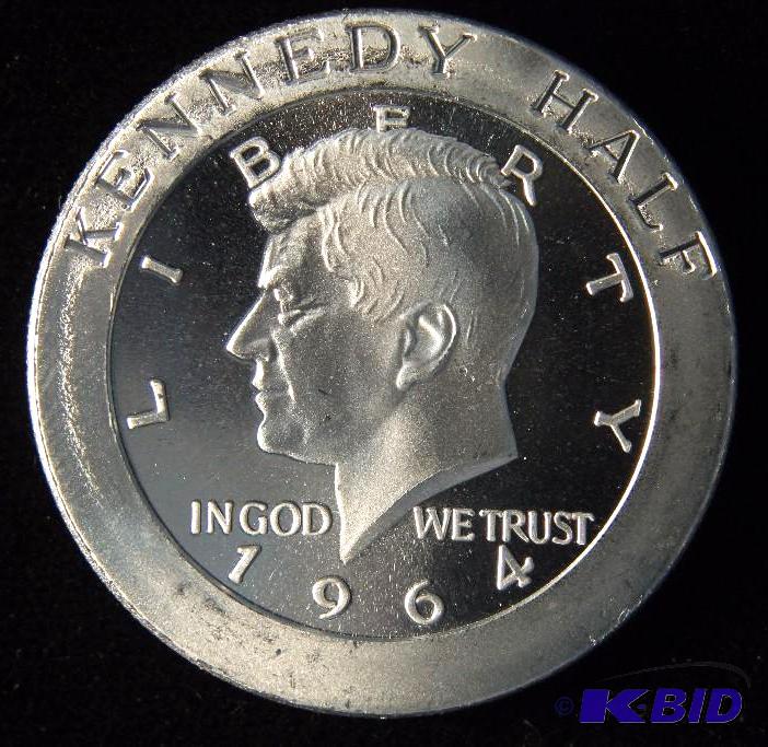 1 TROY Oz. .999 FINE SILVER ROUND KENNEDY HALF DOLLAR DESIGN