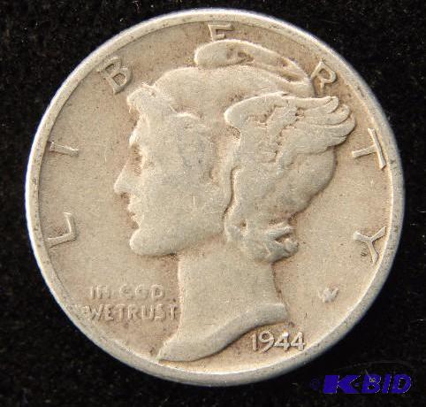 1944 MERCURY SILVER DIME FINE