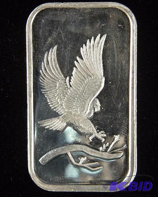 1 TROY Oz. 999 FINE SILVER BAR EAGLE FRONT