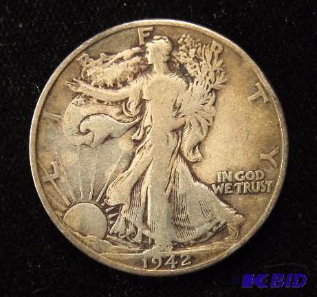 1942 D WALKING LIBERTY HALF DOLLAR FINE