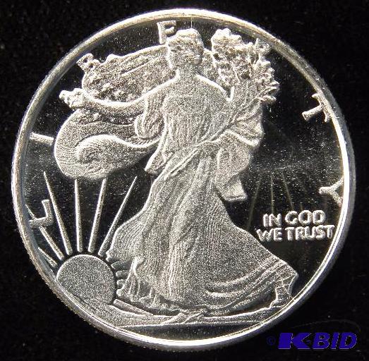12 TROY Oz. .999 FINE SILVER ROUND WALKING LIBERTY DESIGN