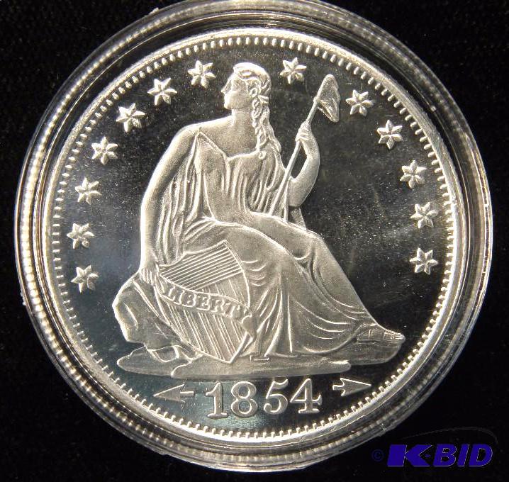1 TROY Oz. .999 FINE SILVER ROUND SEATED LIBERTY DESIGN IN CAPSULE