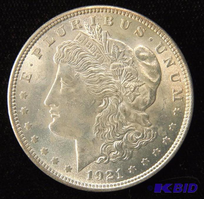 1921 US MORGAN SILVER DOLLAR AU