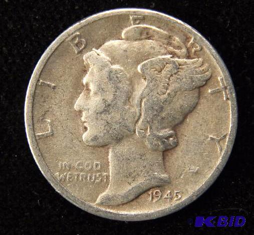 1945-D MERCURY DIME FINE