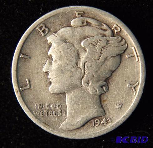 1943-S MERCURY DIME FINE