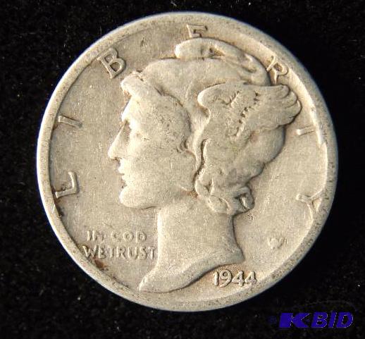 1944 S MERCURY DIME FINE