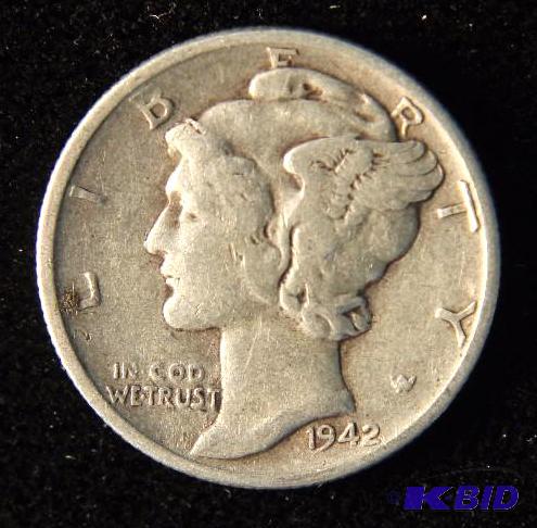 1942 MERCURY DIME FINE