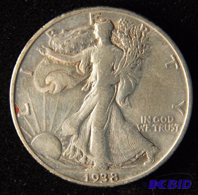 1938 D WALKING LIBERTY HALF DOLLAR KEY DATE F DETAILS