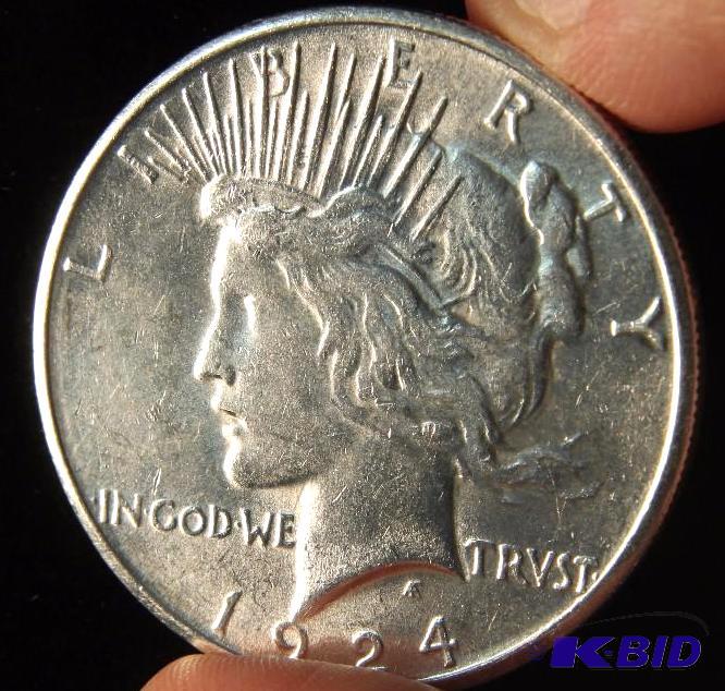 1924 S PEACE SILVER DOLLAR AU