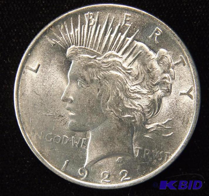 1922 PEACE SILVER DOLLAR BU UNC DETAILS