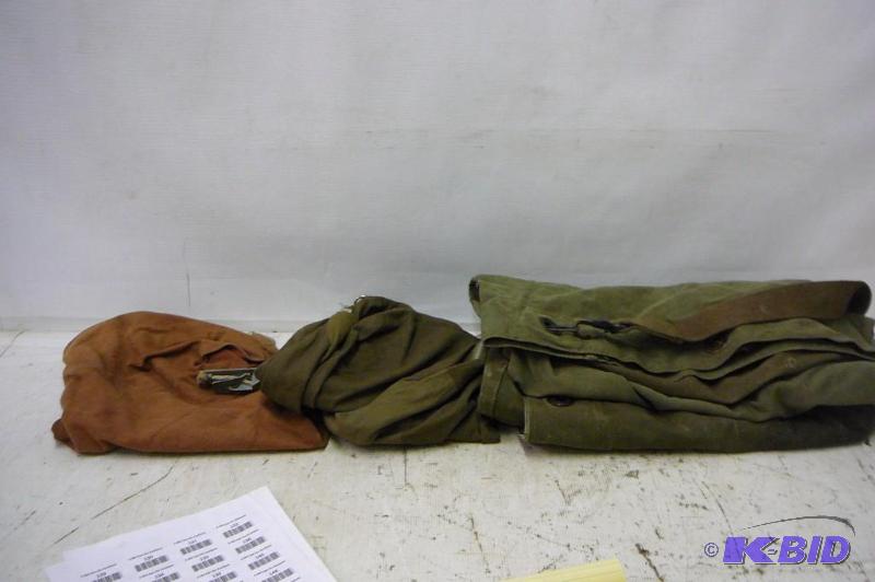 lot 150 image: 2 Large Green Military Duffle Bags 2 Small Mi...