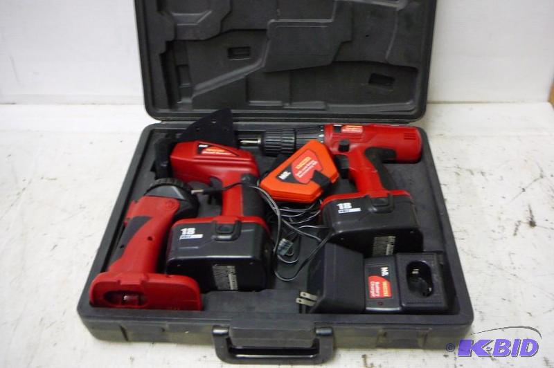lot 37 image: 18 Volt Tool Kit Drill Driver  Detail Sand L...