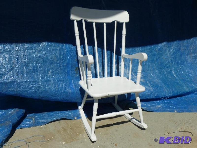 lot 10 image: Vintage wooden painted kids rocking chair.&nb...