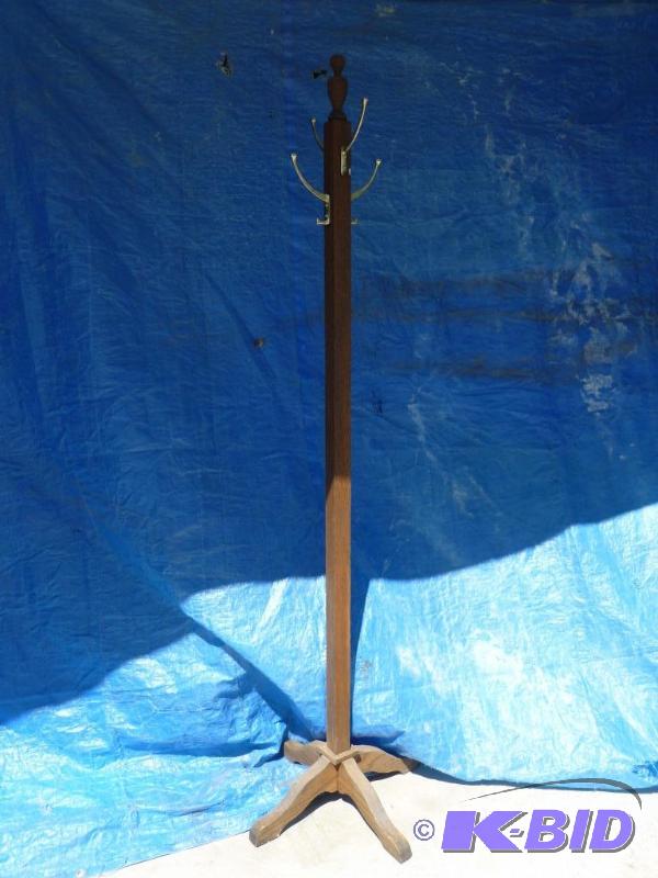 lot 12 image: Nice oak coat rack that measures 69" H.&...