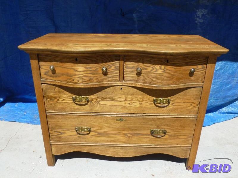 lot 2 image: Beautiful Antique Four Drawer Oak Serpentine ...