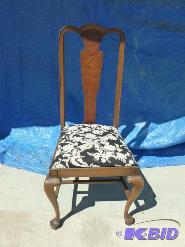 lot 24 image: Vintage wooden high back chair with cushioned...
