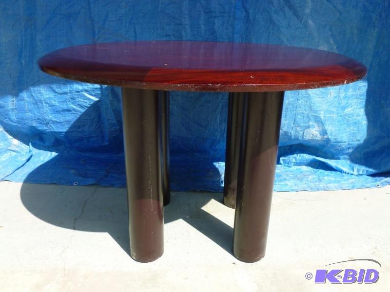 lot 33 image: Heavy duty wood top and steel adjustable leg&...