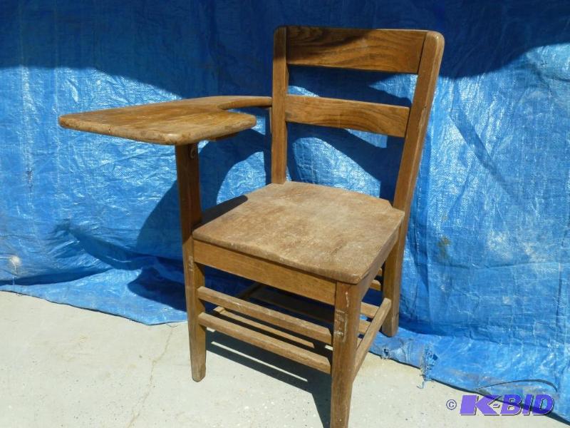 lot 43 image: Vintage wooden school desk, nice piece. ...