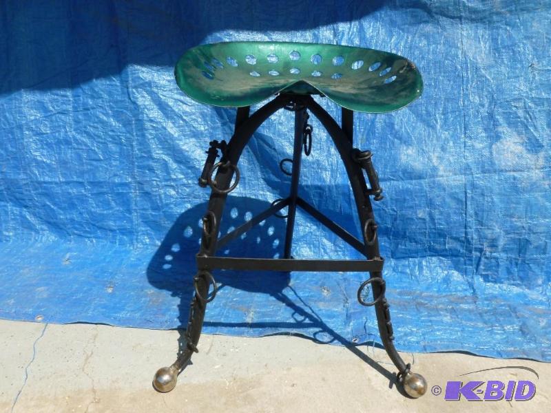 lot 44 image: Vintage Horse Hames And Tractor Seat Bar Stoo...